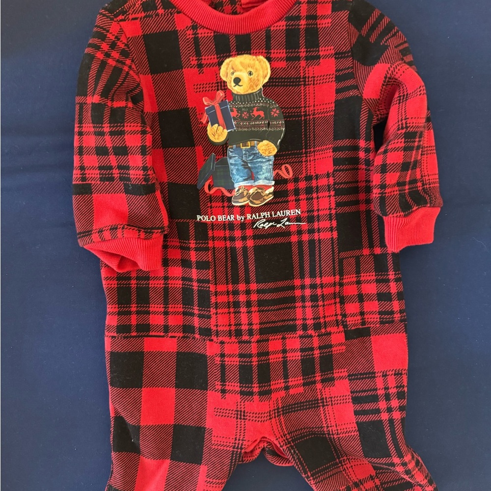 Ralph Lauren Kids Red and Black Plaid Pajama Set